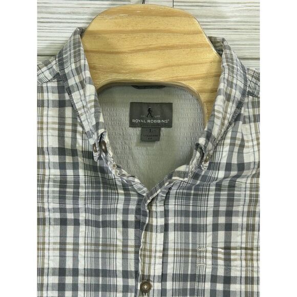 Royal Robbins Standard Fit Seersucker Plaid Short Sleeve Shirt Mens Size Lg‎ - Picture 1 of 7